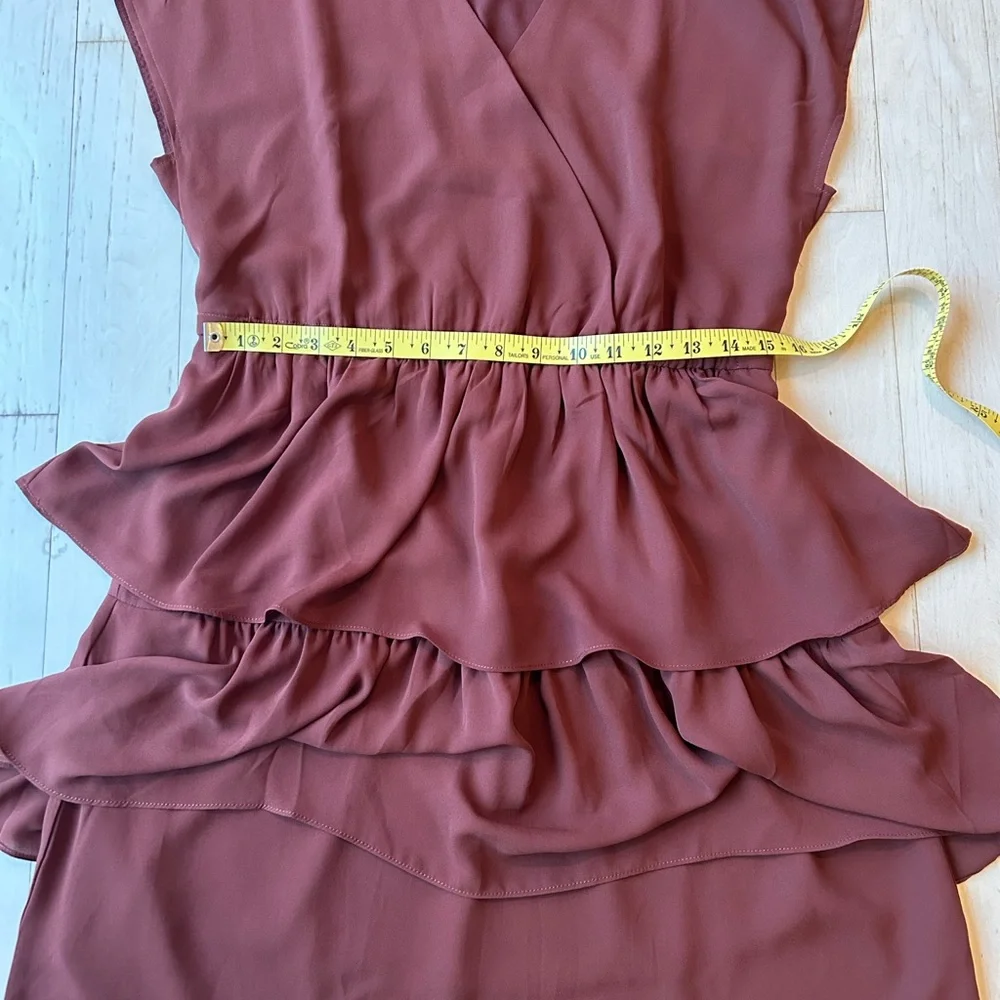 J.Crew Point Sur Popover Ruffle Dress in Burnt Umber/Sienna Brown Size 12 NWT